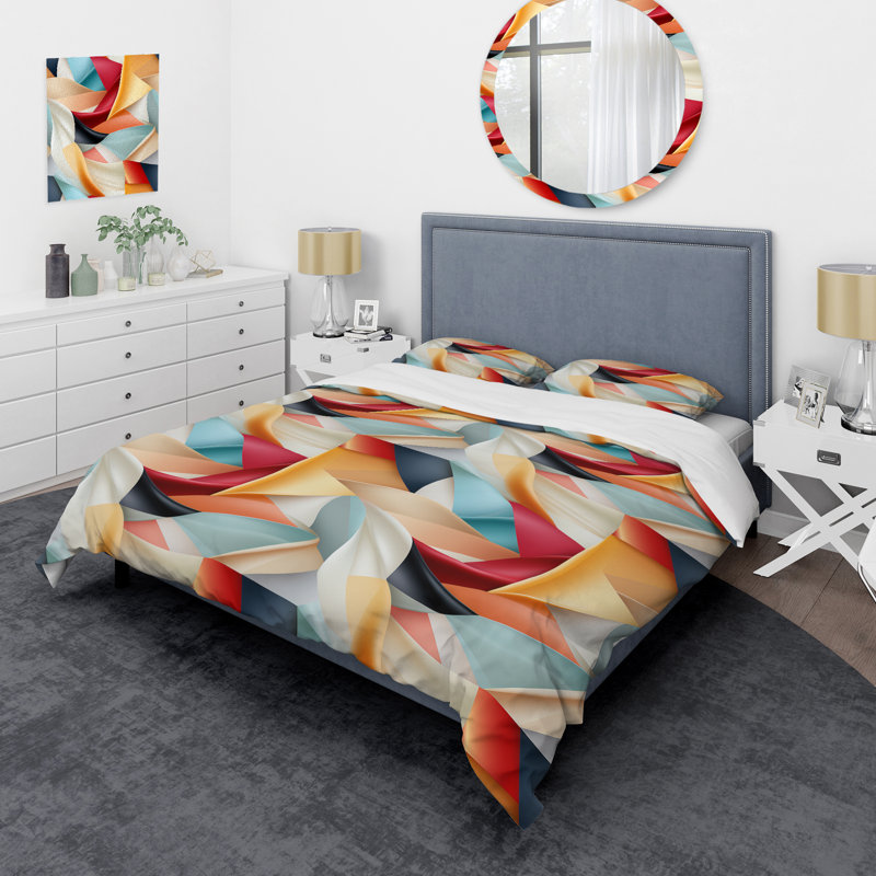 Kaiyu Urban Chic - Geometric Duvet Cover Set - Microfiber Polyester, Queen Duvet Cover + 2 Standard Shams