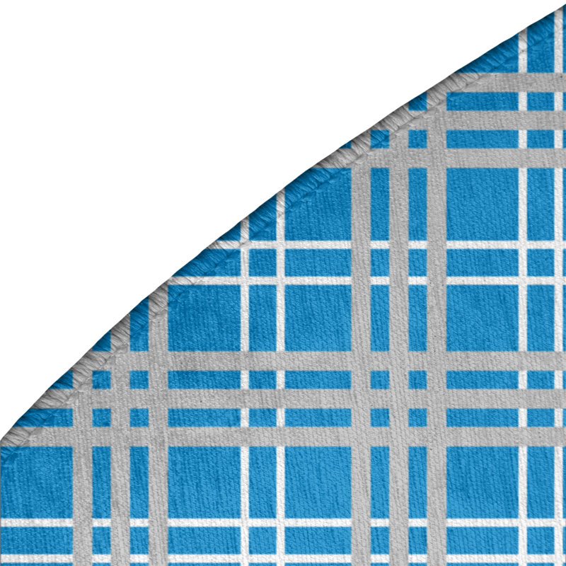 Tapis à carreaux bleu, Rond 5 pi