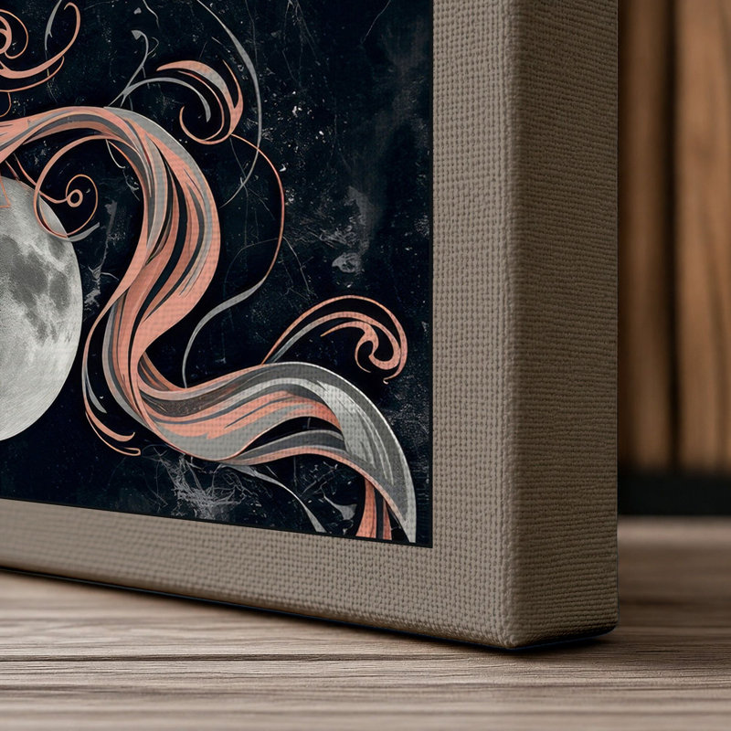 Moonlit Ribbons Mystical 1 Piece Wrapped Canvas Wall Art, 36x24 - 91.4 x 61.0 cm, Taupe Border