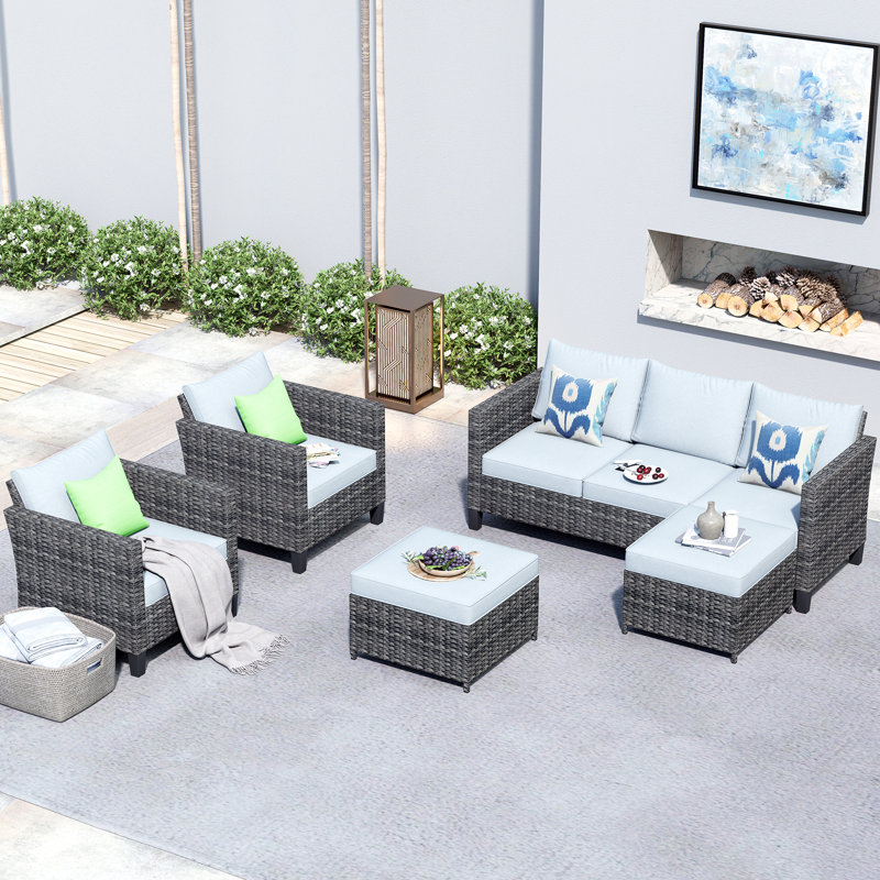 Townsey 5 - Person Patio Conversation Set with Cushions, Gray, No