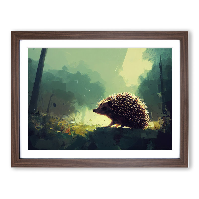 Hedgehog Vol.2 - Single Picture Frame Painting, 25cm H x 34cm W x 2cm D, Walnut
