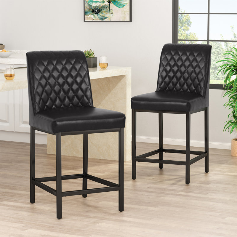 Sophisticated Counter Stool Set With  Design, Black