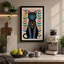 Decorated Cat in Folk Art Mid-Century 1 Piece Wrapped Canvas Wall Art-457887232-457887285