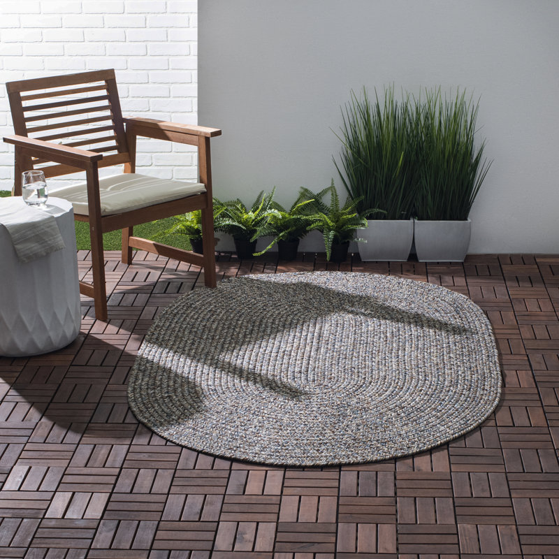 Tapis intérieur / extérieur bleu Seline, Ovale 5 pi x 8 pi