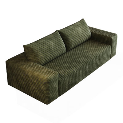 63" 2Setaser Sofa,Corduroy Fabric,Deep Seat Couches,Comfy Loveseat Sofa,No Assembly,1Pcs For Living Room, Bedroom,Conference Room ,Apartment,Green