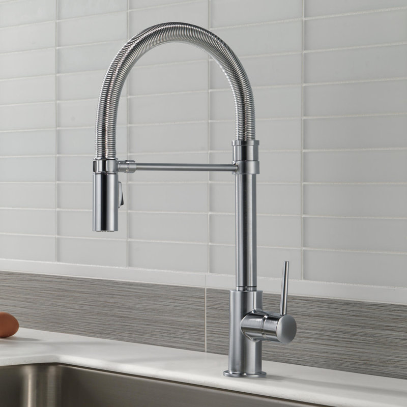 Trinsic Pull Down Sprayer Kitchen Sink Faucet, Pro Commercial Style Pull Down Kitchen Faucet, Arctic Stainless