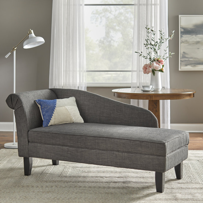 Upholstered Chaise Lounge, Gray Cotton