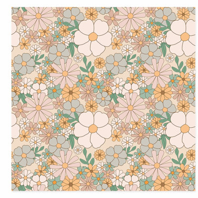 Floral rétro, fleurs II, impression d'art bohémien sans cadre