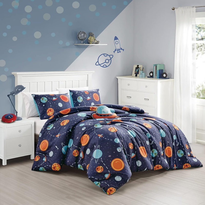 Ensemble d'édredon bleu marine, Édredon simple + 2 pièces supplémentaires