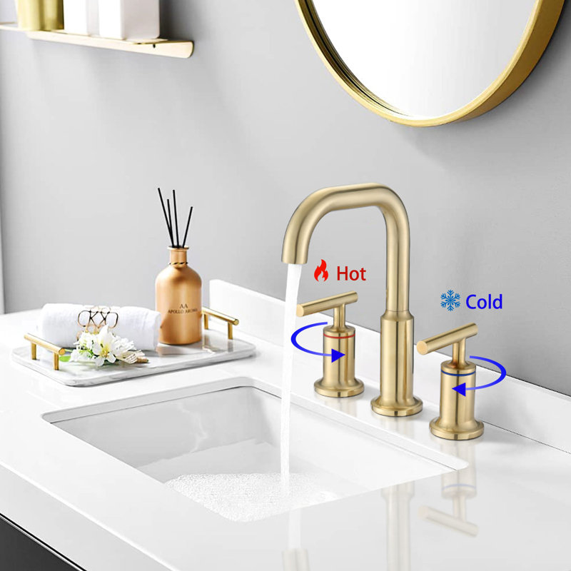 Brushed Golden 2 Vanity Tap - , Corrosion, Ceramic Disc, Soft Water Foam High Arc Sink Faucet In , Easy To Install And With Valve Included