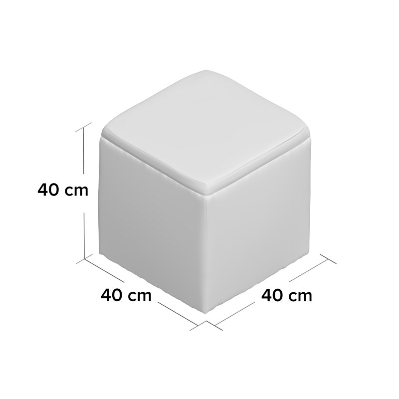 40cm Wide Square Striped Cube Ottoman with Storage