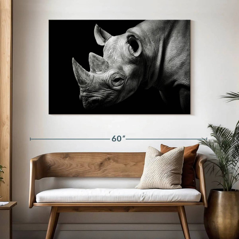 Rhino ronce en monochrome, H 32 po x l 48 po