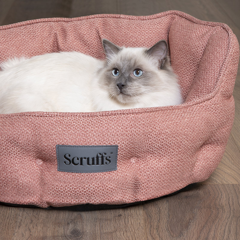 Scruffs Seattle - Luxury Chesterfield Cat or Small Dog Bed, Coral Pink