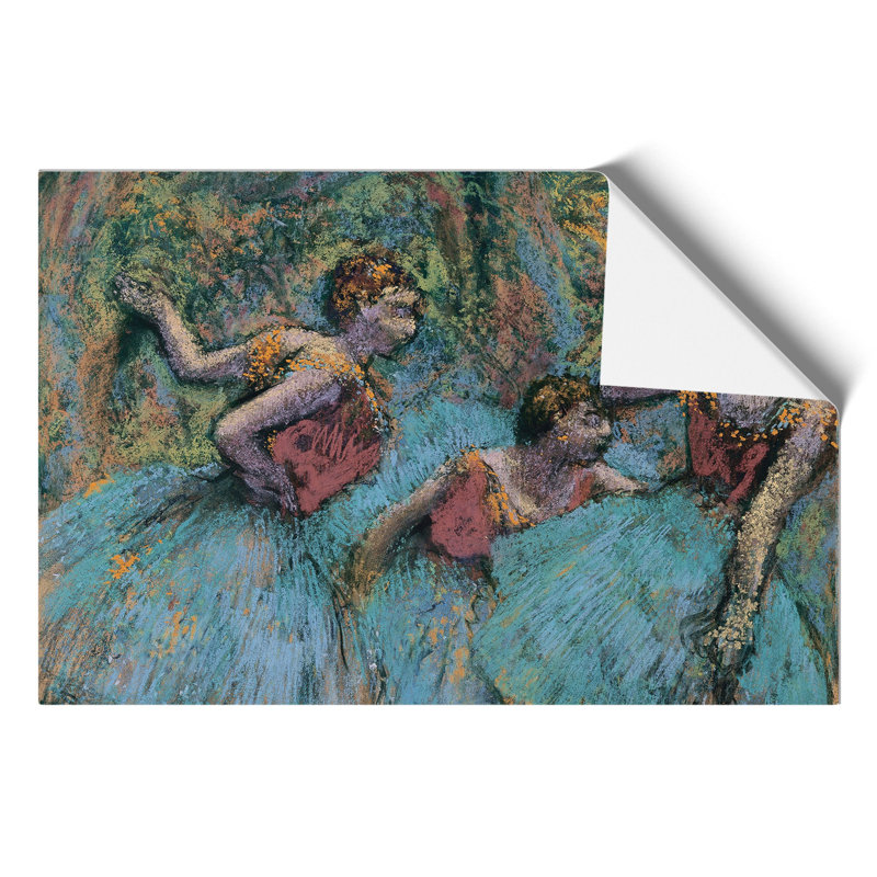 Three Ballet Ballerina Dancers In Blue by Edgar Degas - No Frame Painting, 42cm H x 59cm W x 0.1cm D