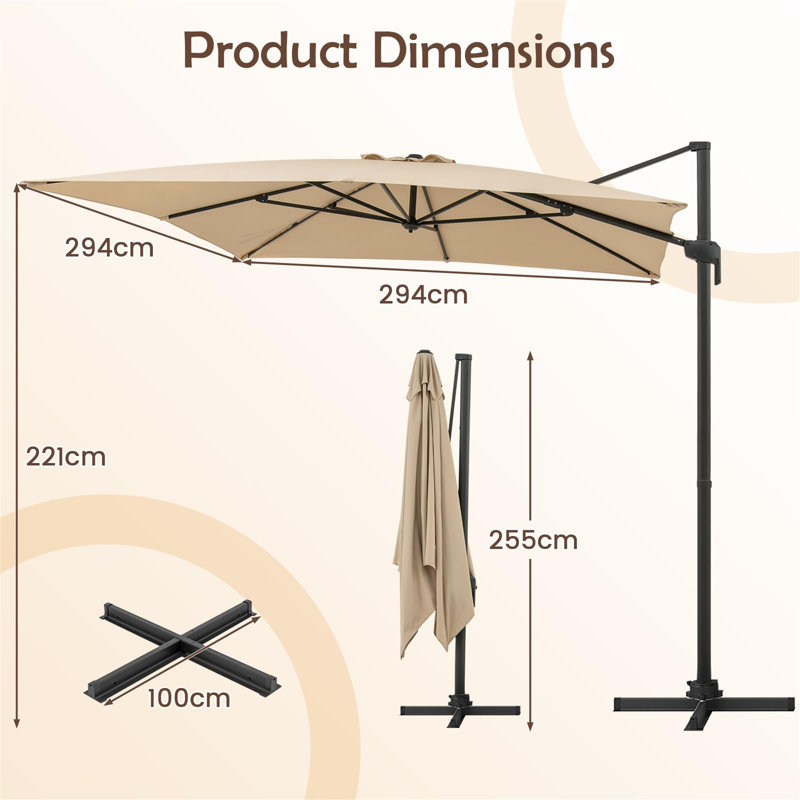 294cm X 294cm Rectangular Cantilever Parasol