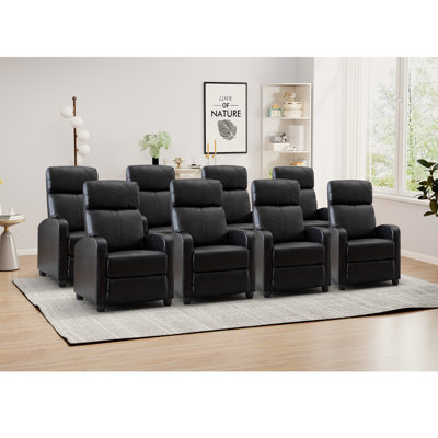 25.6" Wide Modern Soft Breathable Faux Leather Massage Home Theater Individual Seat with Remote Control by Latitude Run