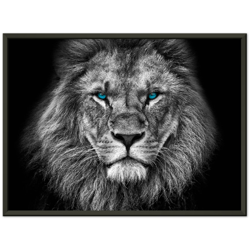 Décoration murale lion, Bleu, H 24 po x l 32 po x P 0,12 po