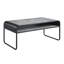 Table basse avec plateau d'aspect béton, gris ardoise et noir, structure rectangulaire compacte - Conception moderne peu encombrante