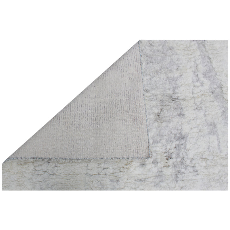 Tapis bleu / beige / gris noué à la main de haute qualité, Rectangle 8 pi x 10 pi