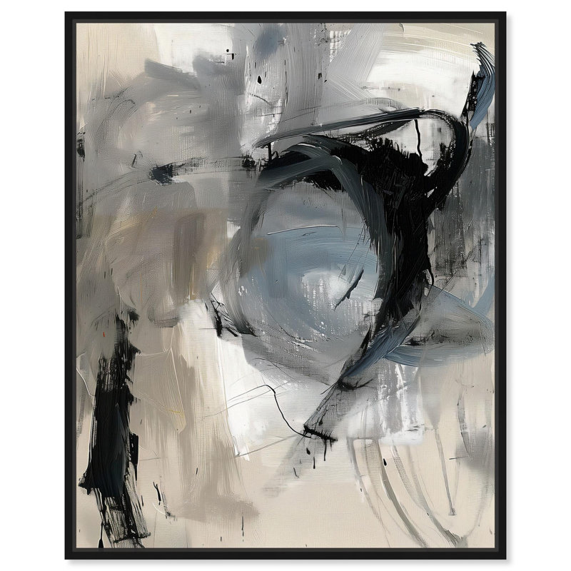 Décoration murale moderne sur toile Scribble Energy II par Art Remedy, Cadre flottant noir, H 31 po x l 25 po