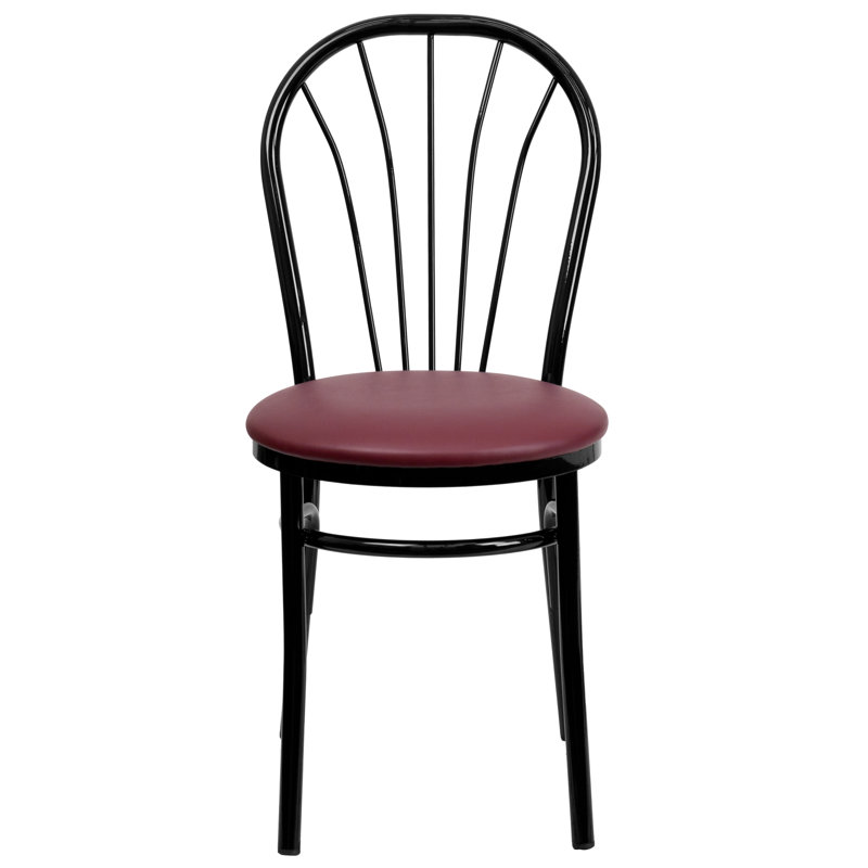 Prompton Fan Back Metal Chair with Vinyl Seat - Hospitality Seating, Red