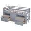 Lit mezzanine peu encombrant avec rangement en bois massif au design moderne gris pour chambre d'enfant et d'adolescent