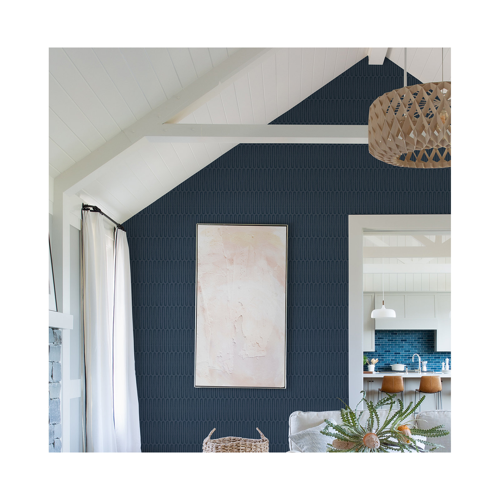 Anika Modern Geometric Wallpaper, Navy