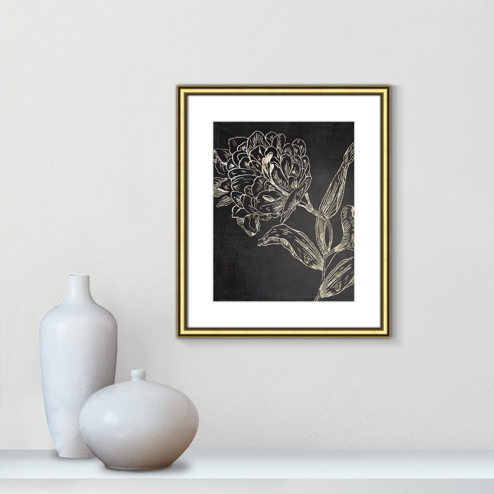 Clarendon "Golden Flower Folklore II" Print, 20.25" H x 17.25" W, Gold