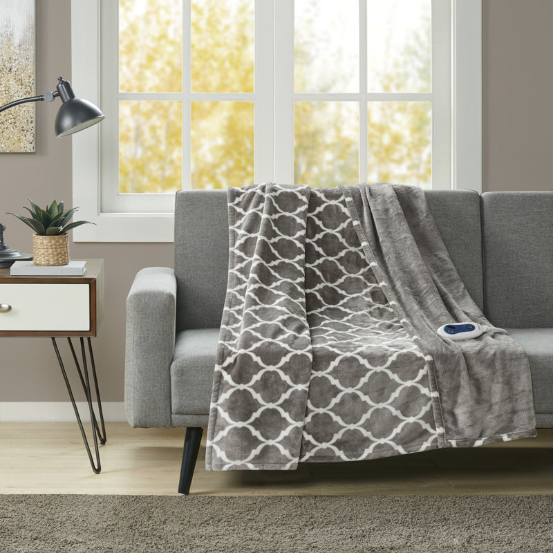 Jeté chauffant surdimensionné à motif de doucine Beautyrest, Gris