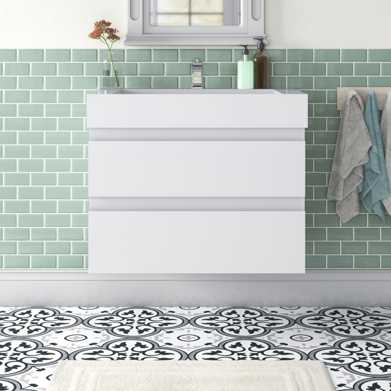 Babajide 29.5'' Single Bathroom Vanity with Acrylic Top, High Gloss White