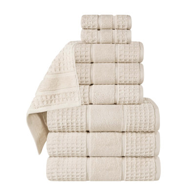  Zero-Twist Cotton Towel Set - Honeycomb Waffle Texture - Quick-Dry