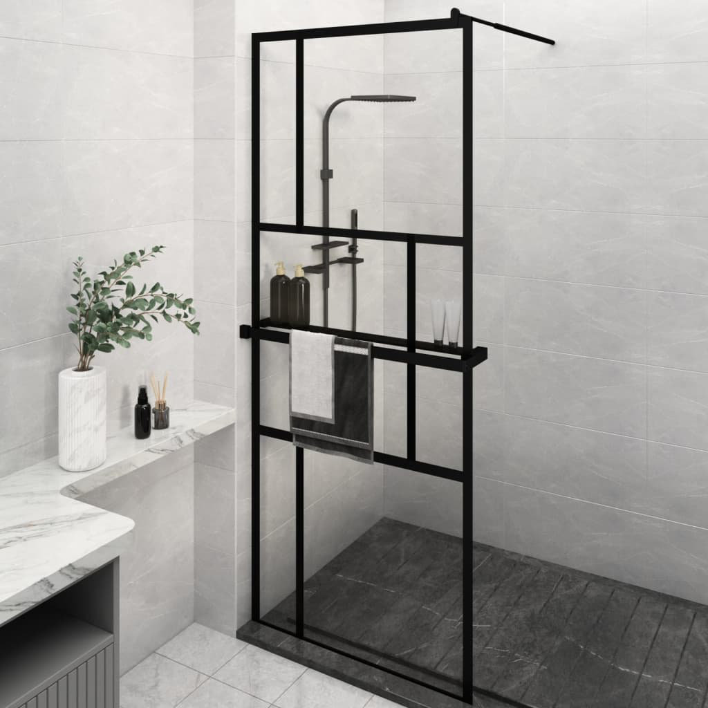 Walk In Shower Inlay Shelf Vidaxl Walk-In Shower Wall With Shelf Black 31.5