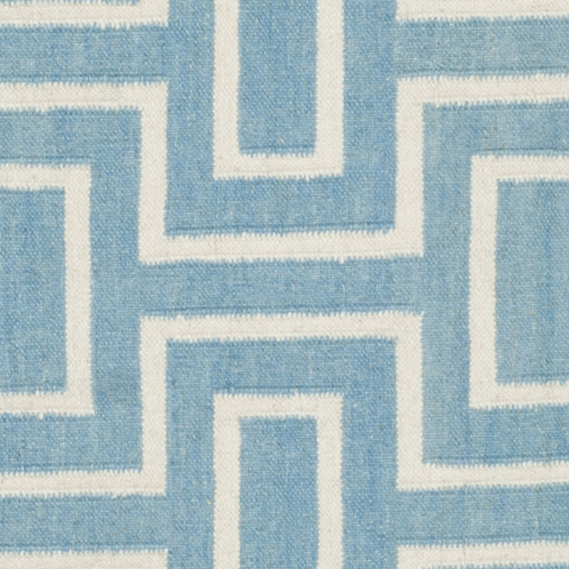Rodgers Hand Woven Flat Weave Wool/Cotton Geometric Rug in Light Blue, Rectangle 3' x 5'
