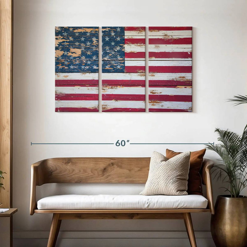 Borges Distressed American Flag, 28" H x 45" W