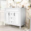 Meuble-lavabo de salle de bain avec lavabo en céramique, 2 tiroirs et portes à fermeture en douceur-1417981075
