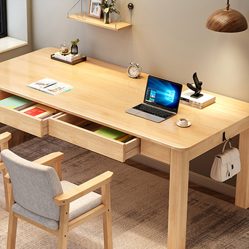 Bureau rectangulaire en bois massif Burlywood, H 29,53 po x l 55,12 po x P 23,62 po