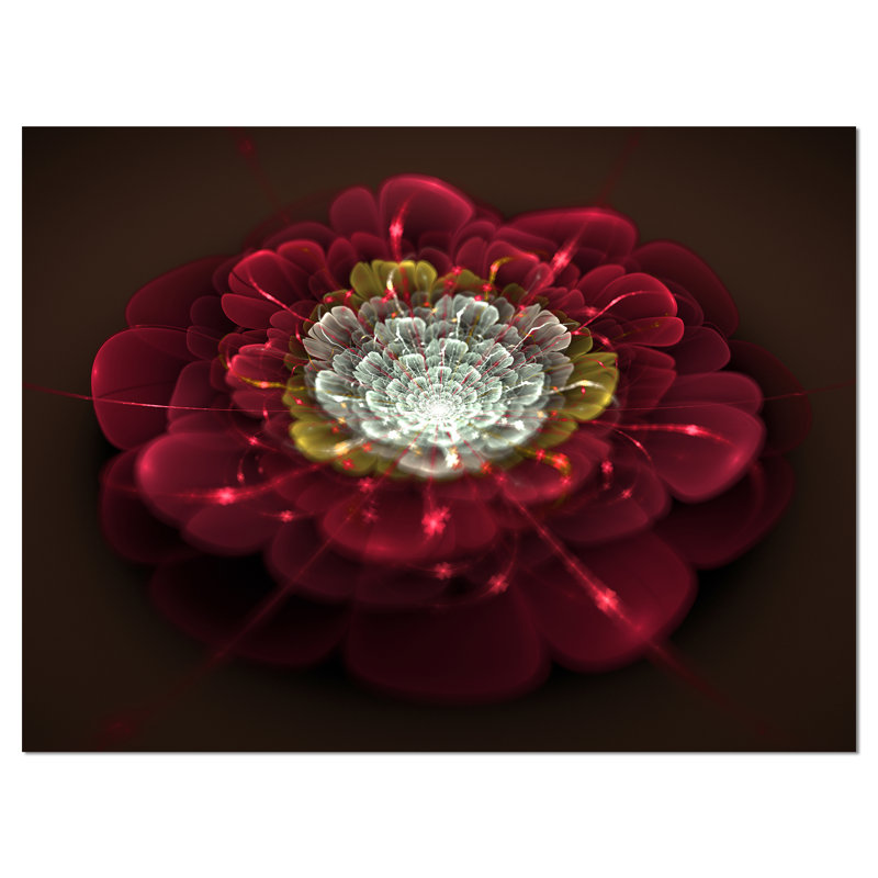 «Red Fractal Flower with White», impression sur toile tendue, H 20 po x l 20 po x P 1 po, Toile tendue