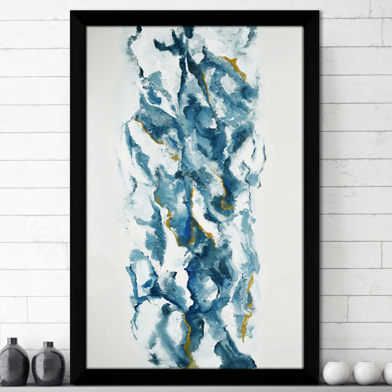 Into The Blue (Vert) - Imprimé, H 49,5 po x l 33,5 po x P 1 po, Cadre noir