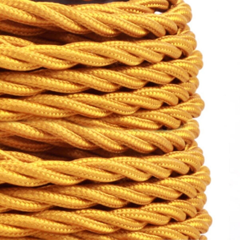 Hansel 2Core Twisted Vintage Coloured 0.75Mm Braided Fabric Flexible Electrical UK Lighting Wire Cable, Gold