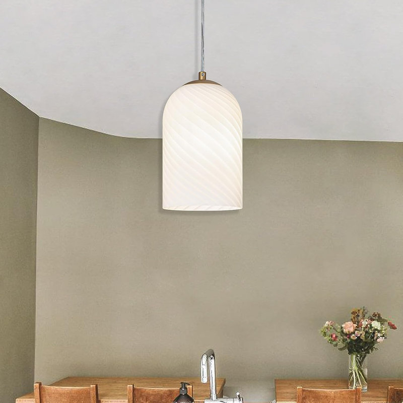 Lakiska Adjustable Glass Pendant Light Fixtures, Modern Glass Pendant Lighting for Kitchen Island, White