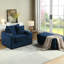 Velours côtelé de luxe bleu avec coussins décoratifs et 1 canapé de siège profond pour le salon, tissu, structure à haute éponge à ressorts, conception ergonomique, confort optimal, assemblage rapide et facile
