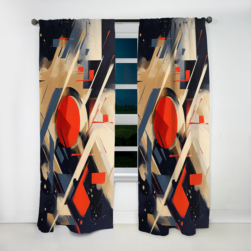 Rouge et noir profondeur I - rideau moderne - velours obscurcissant - 1 panneau, L 52 po x L 90 po