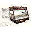 Lit superposé simple au dessus d'un lit double en bois massif avec rangement, espresso-22805924