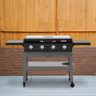 Gril au gaz en acier inoxydable avec tables d'appoint pliantes et roulettes