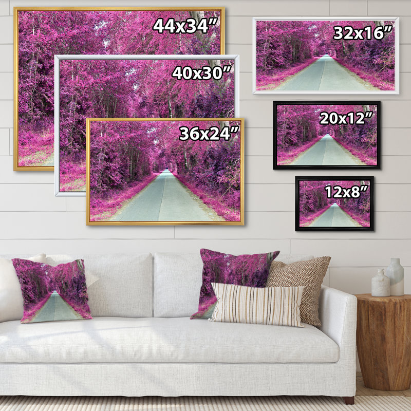 Reproduction d'art sur toile, rose et mauve, H 30 po x l 40 po x P 1,5 po, Toile encadrée flottée blanche