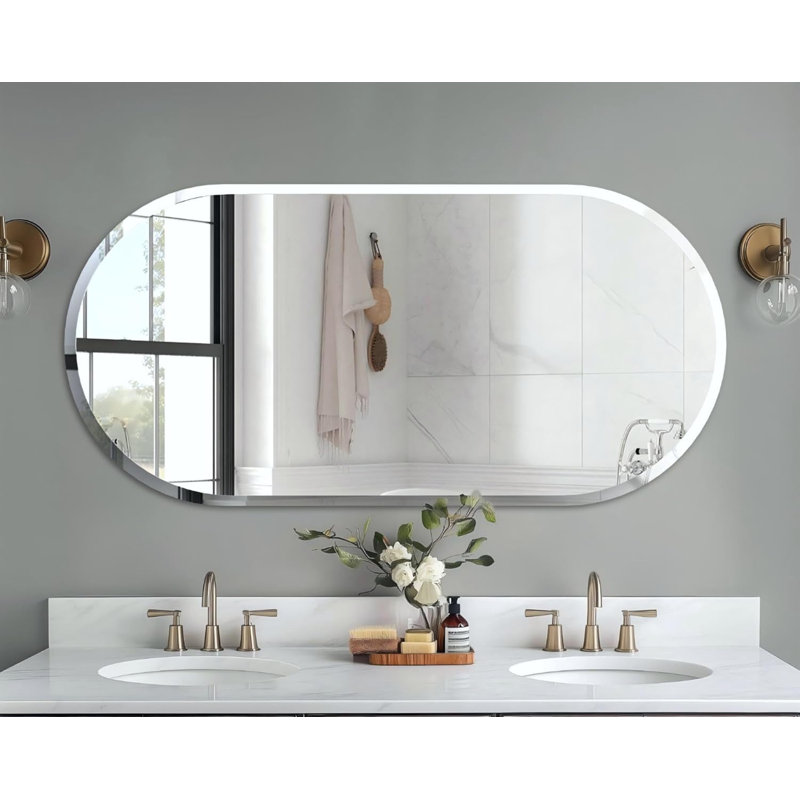 Rithi Long Oval Flat Wall Mirror, 120cm x 60cm