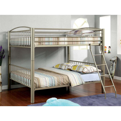 Contemporary Style Full Over Full Bunk Bed with Movable Ladder, Full Metal Structure, Convertible into Two Separate Beds for Versatile Use