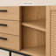 27.6" Natural Accent Cabinet with 3 Drawers, Rattan Door and Adjustable Shelves