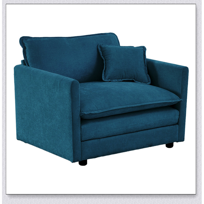 Fauteuil de salon rembourré Comfy, Chenille bleu