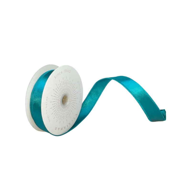 Vickerman 10yd Satin Christmas Ribbon, Sea Blue, 0.2" H x 360" W x 1" D